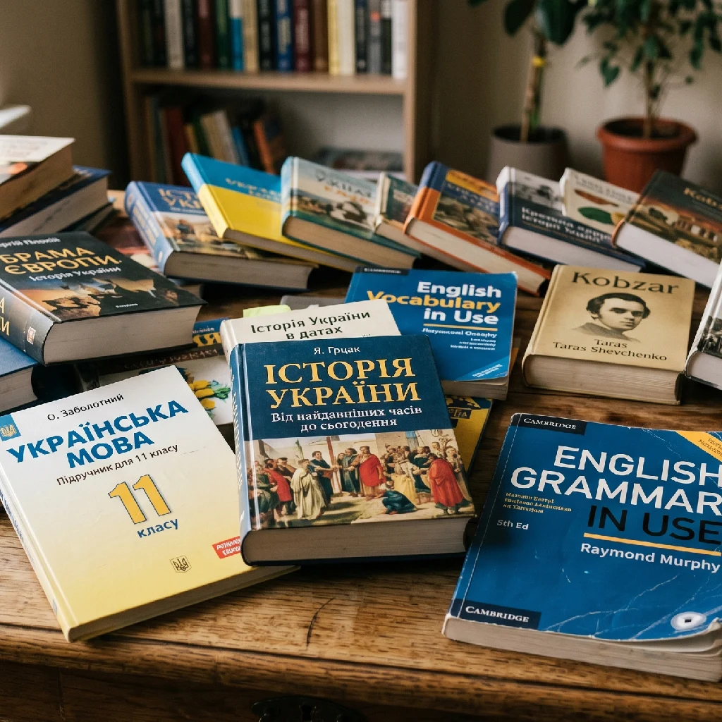 Підручникфи з української мови, англійської мови та історії України