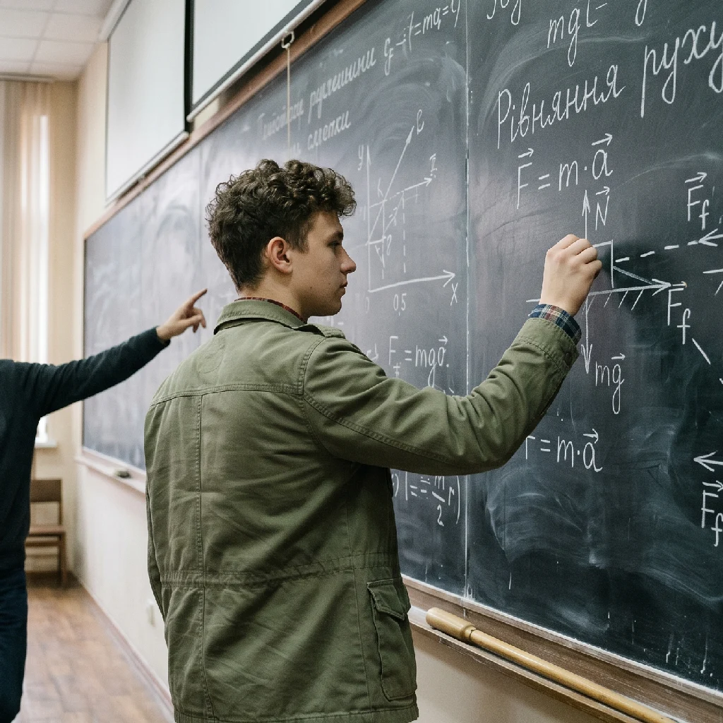 Студен вирішує задач уз молекулярної фізики